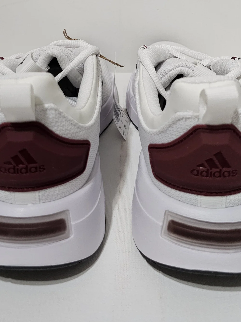 Adidas Racers White Sneakers with Black Three-Stripes With Maroon Accents